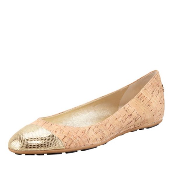 Jimmy Choo Whirl Cork Ballerina Flat Gold size 40
